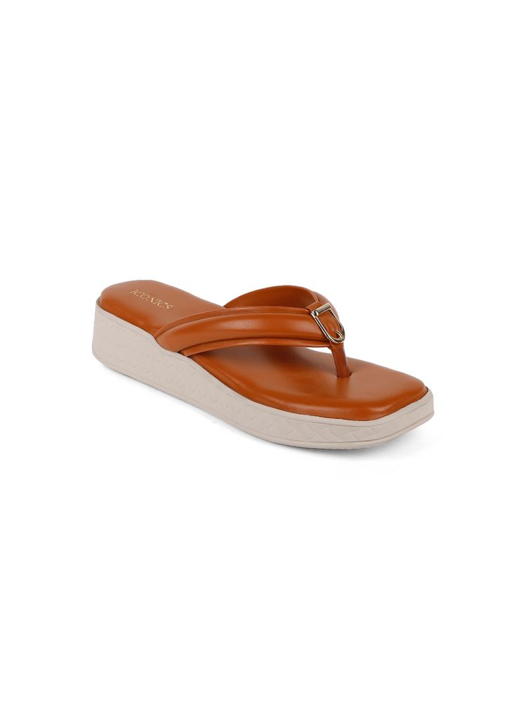 Iconics Tan Women Solid Sandals-picture-14