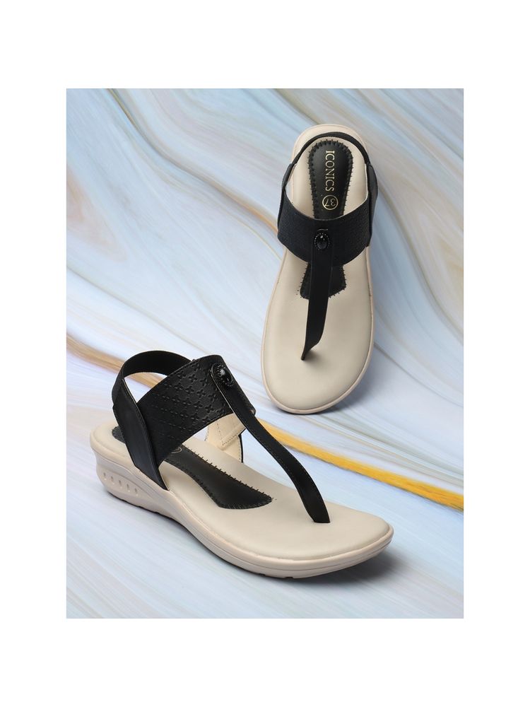 Iconics Black Women Textured Flats