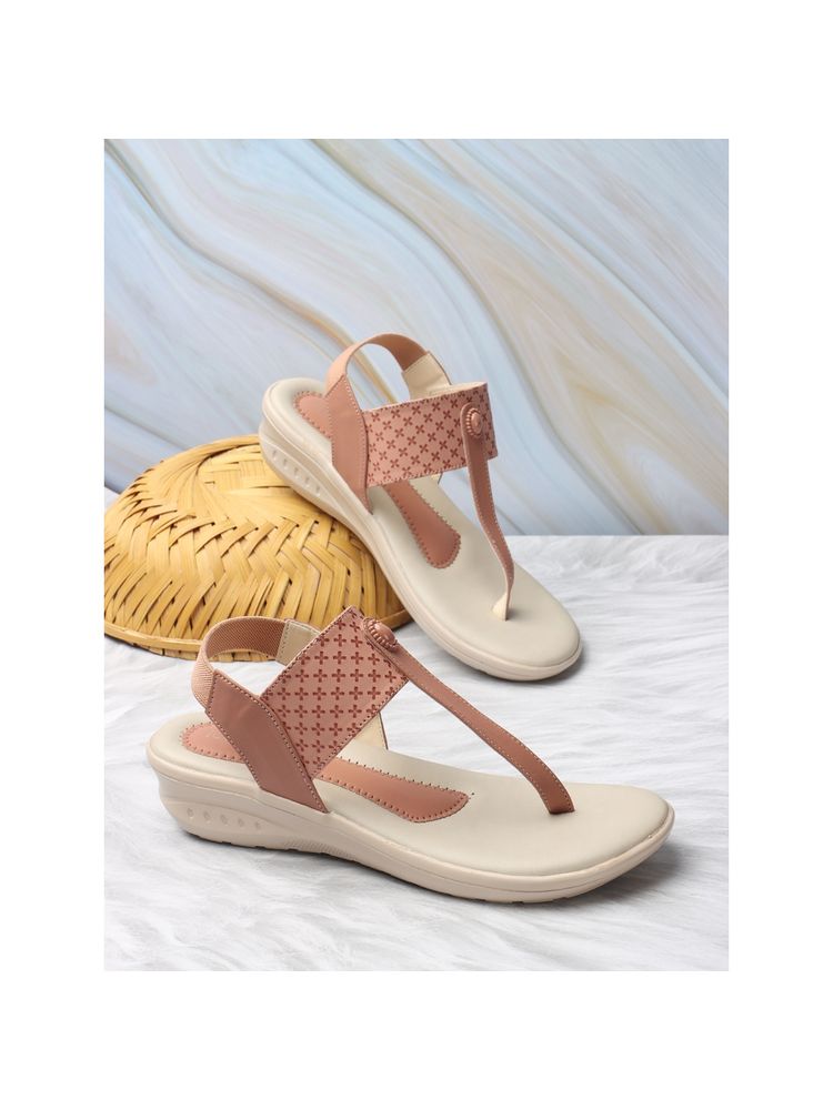 Iconics Peach Women Textured Sequined Flats