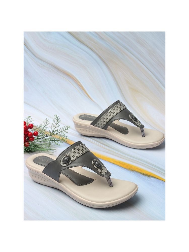 Iconics Grey Women Embellished Sequined Flats