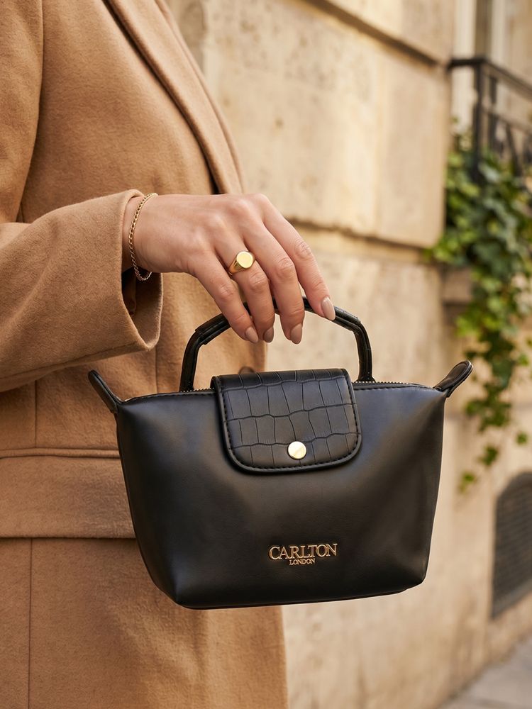 Carlton London Womens Stylish Satchel Bag For Women Black-image-15