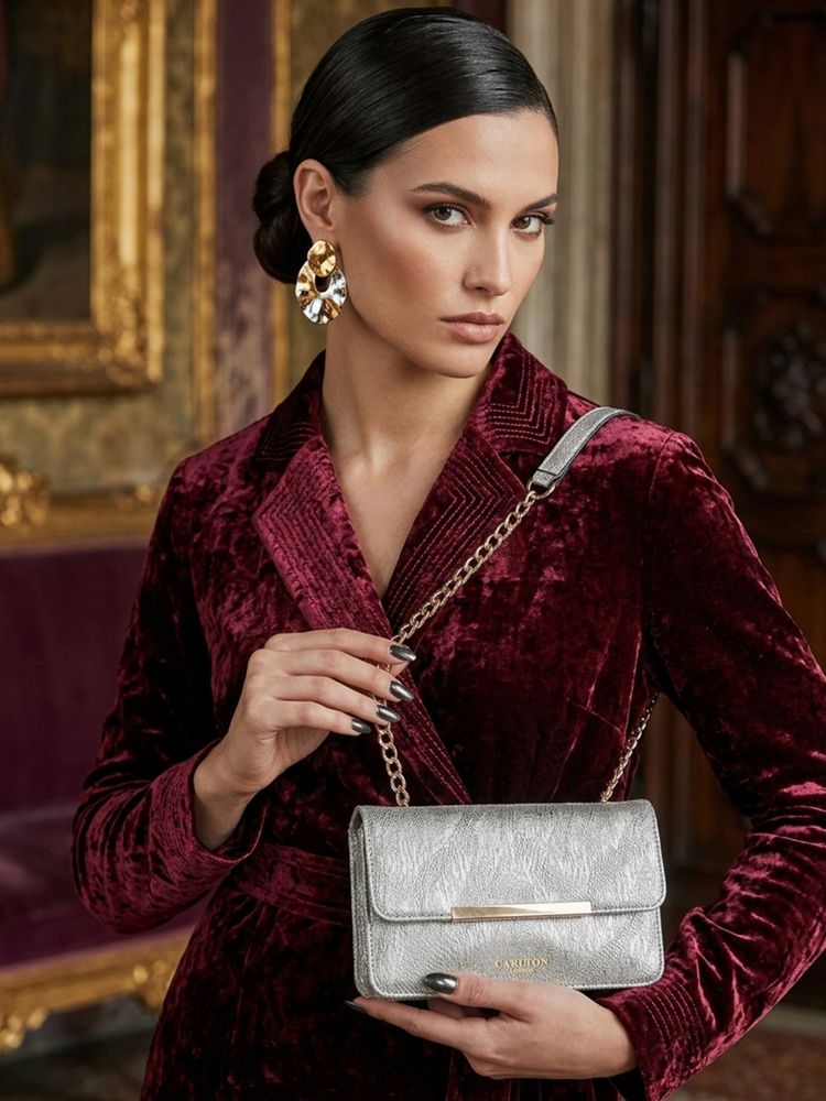 Carlton London Women Clutch For Women Silver-image-3