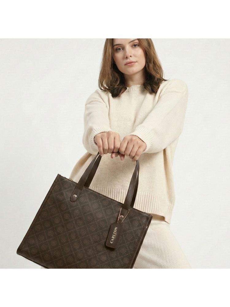 Carlton London Womens Stylish Handbag With Detachable Strap Brown-image-14