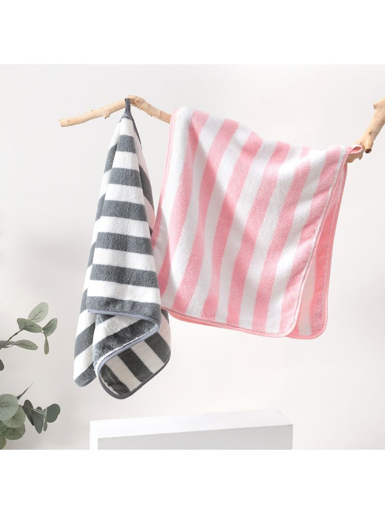 Kuber Industries 2 Piece Hand Towel 280 GSM Grey Pink-picture-11