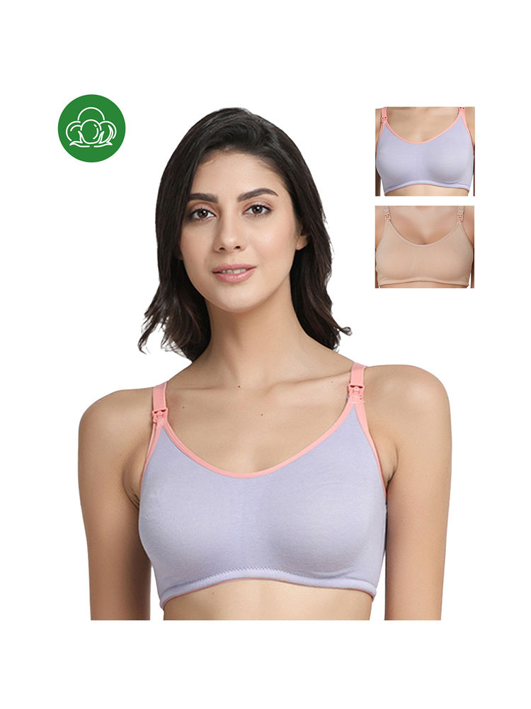 Inner Sense Organic Antimicrobial Soft Nursing Bra Pack of 3 - Multi-Color-picture-30