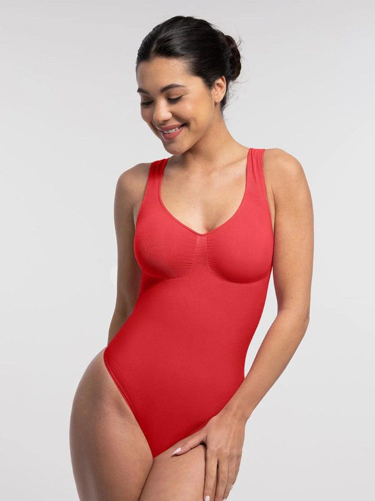 Shop The Edit Red Tummy Control Bodysuit Shaper-image-32