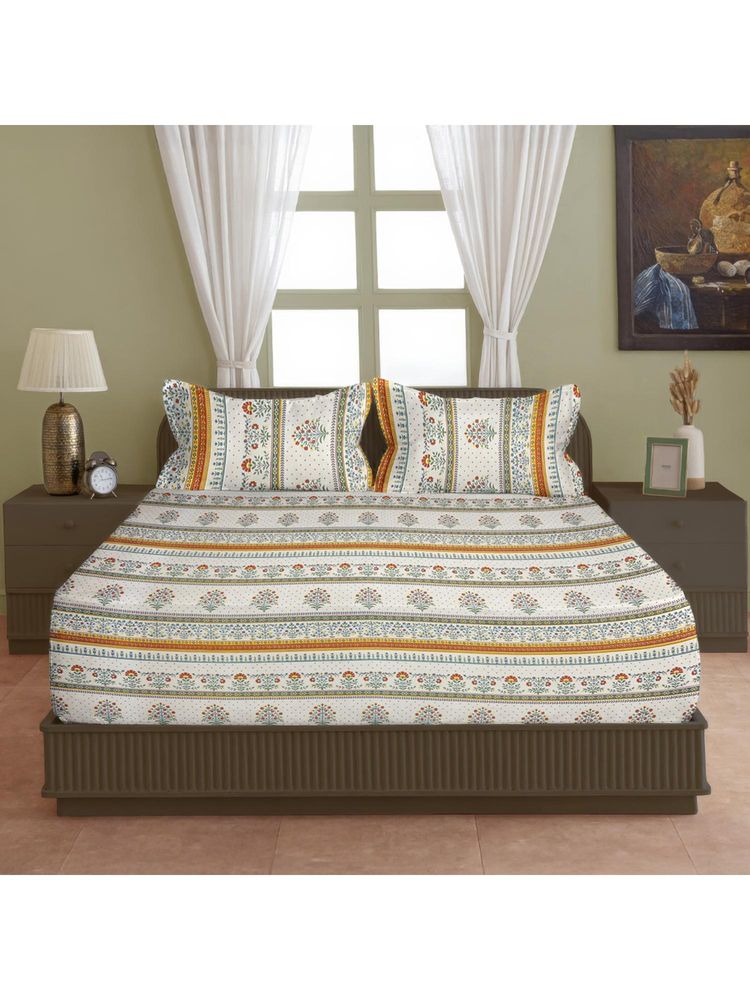 Swayam Floral Multi-Color Double Bedsheet with 2 Pillow Cover-image-18