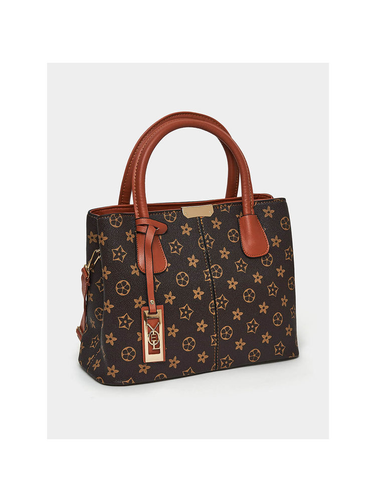 Styli Womens Tan All Over Print Handbag-picture-22