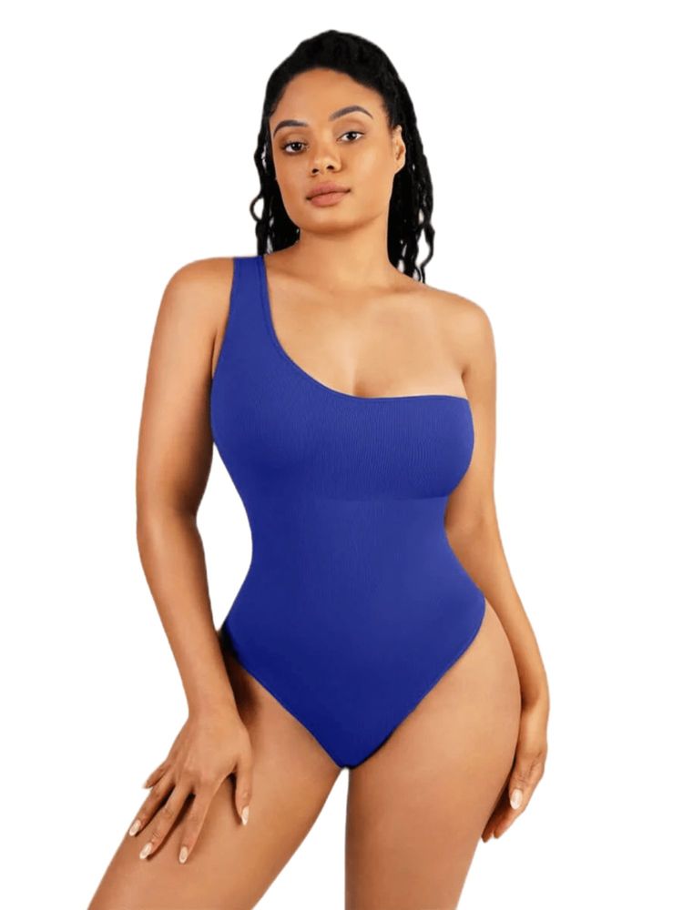 One Shoulder Shapewear Tummy Control Bodysuit-image-47