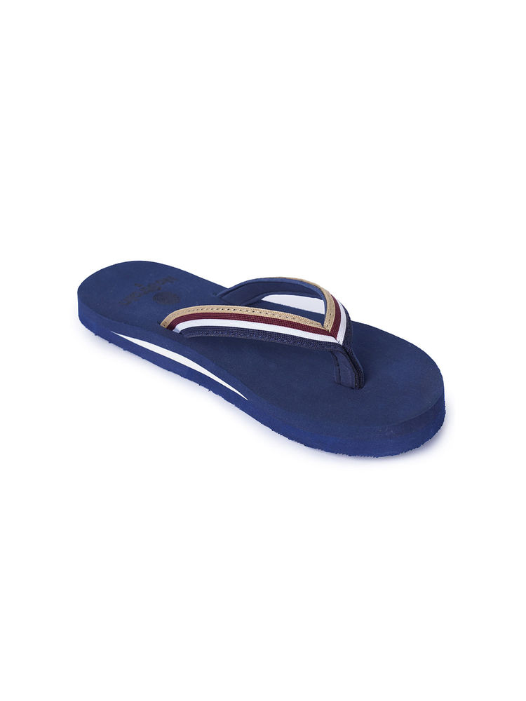 NoStrain Women Navy Blue with Multi-Color Stripe Jacquard Stylish Flipflops-picture-19