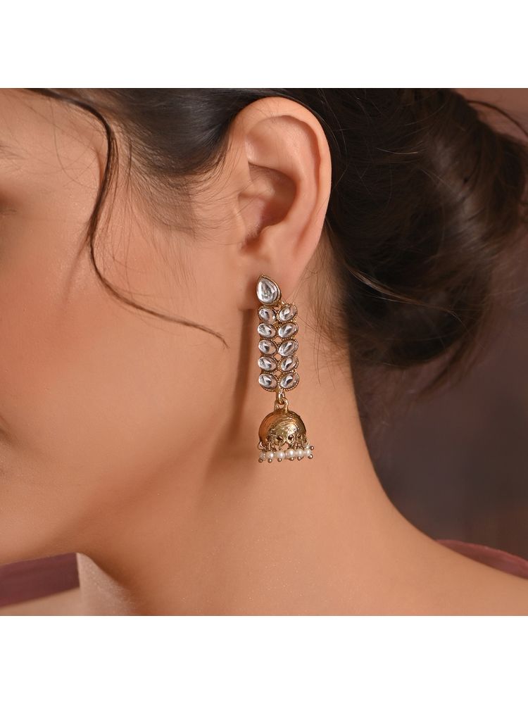 Fida Wedding Ethnic Gold Kundan Stone Jhumka Drop Earrings For Women-picture-24