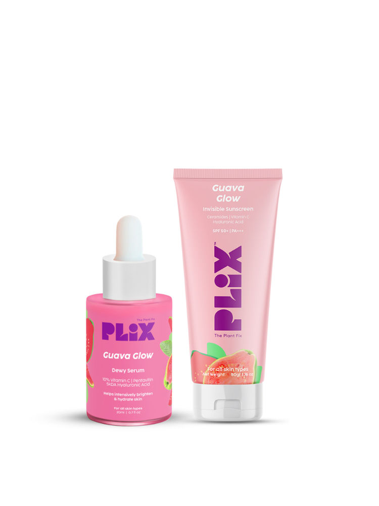 Plix SPF 50+ Guava Glow Sunscreen & 10% Vitamin C Face Serum Combo, Glowing Skin With Ceramides-picture-25