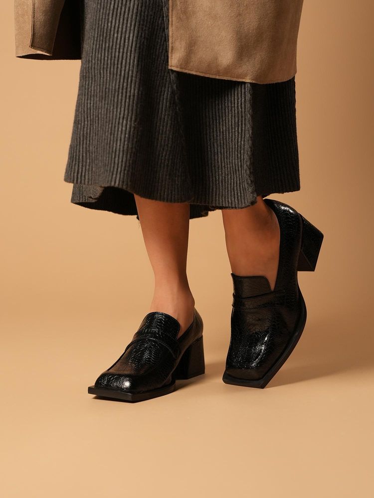 Theater Women The Lennons Black Block Heel Loafers-picture-6