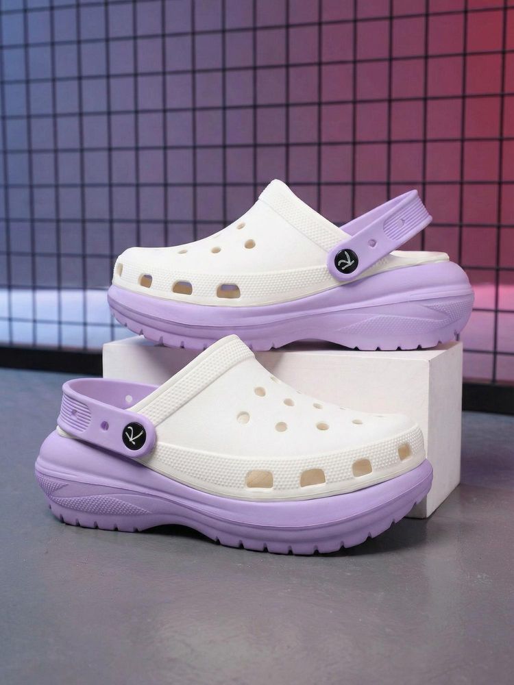 Indifeet Purple Chunky Platform Clogs for Women-image-2