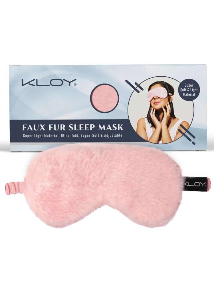 KLOY 100% Faux Fur Sleep Eye Mask - Pink