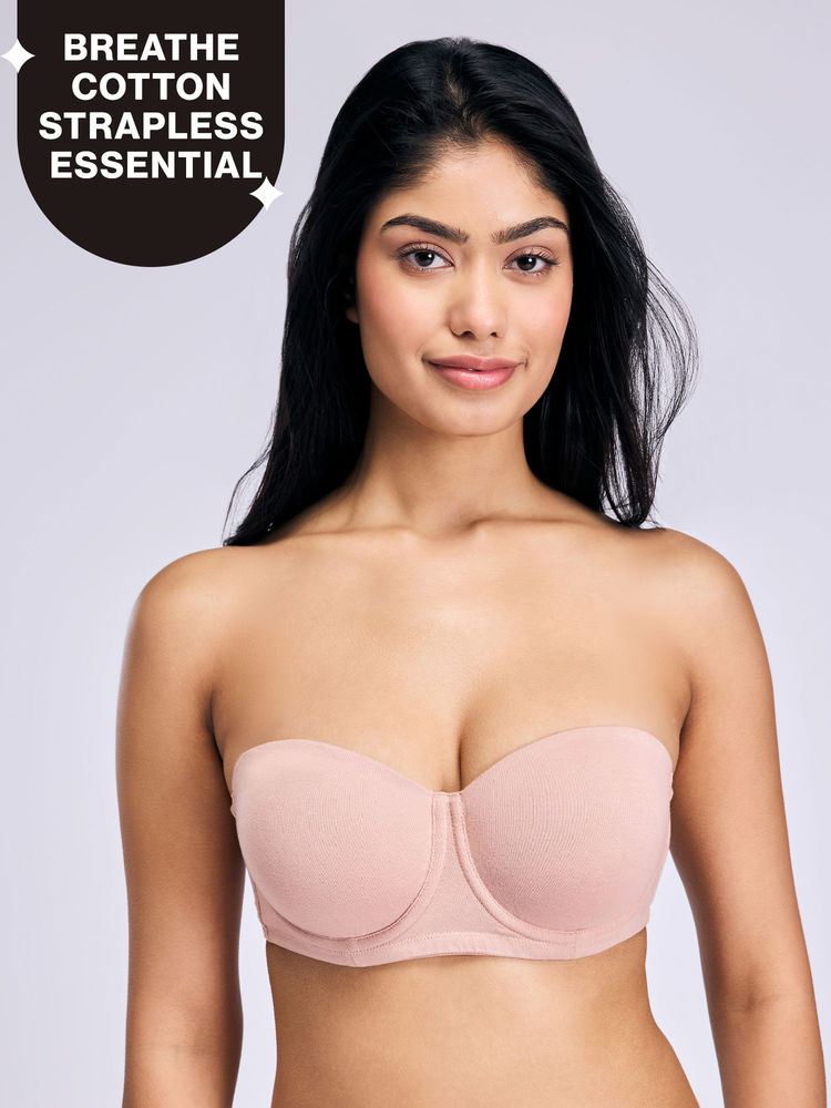 Nykd By Nykaa Ultimate 24/7 Breathe Cotton Multiway Padded Wired Strapless Bra NYB456 P Nude-image-10