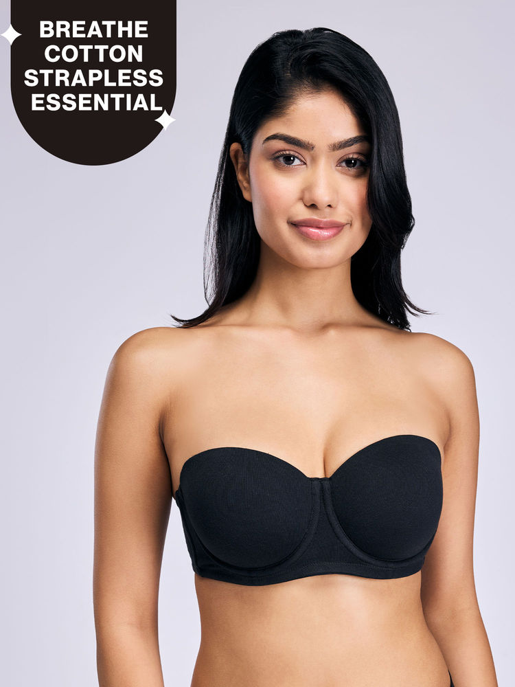 Nykd By Nykaa Ultimate 24/7 Breathe Cotton Multiway Padded Wired Strapless Bra NYB456 Black-picture-15