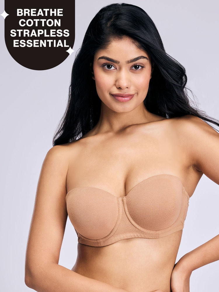 Nykd By Nykaa Ultimate 24/7 Breathe Cotton Multiway Padded Wired Strapless Bra NYB456 Tan-picture-25