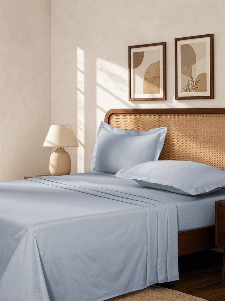 Maspar Cotton Bedsheet and Pillow Covers Blue (King)