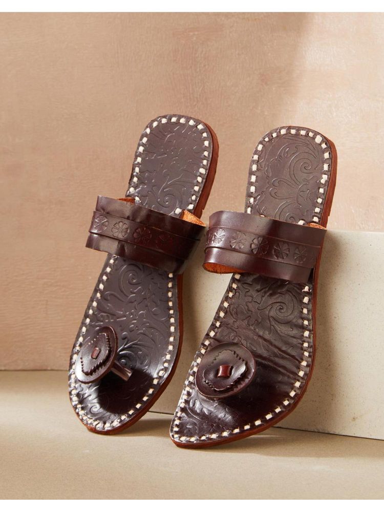Fabindia Women Brown Leather Flats-image-15
