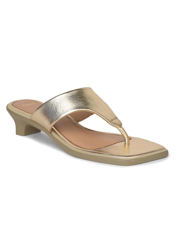Bata Gold Block Heels for Women-image-1