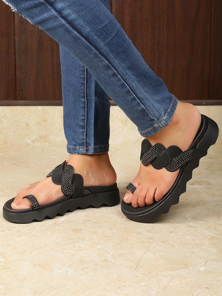 ELLE Women Comfort Toe-Ring Slip-On Sandals-Black-picture-40
