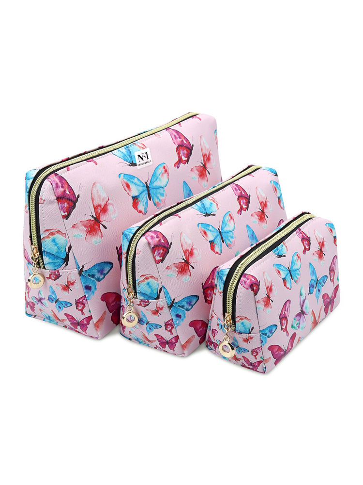 NFI Essentials Set of 3 Printed Cosmetic Pouch for Women - Pink-picture-33