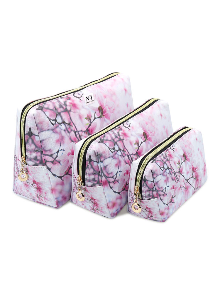 NFI Essentials Set of 3 Printed Cosmetic Pouch for Women - Multi Color