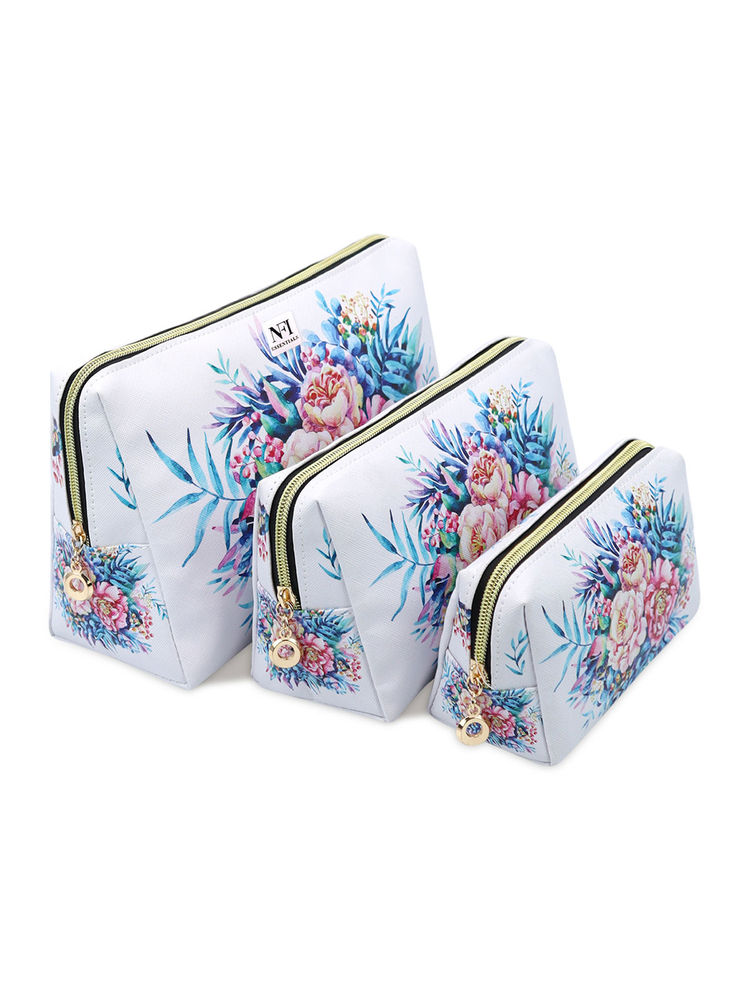 NFI Essentials Set of 3 Printed Cosmetic Pouch for Women - Multi Color-picture-22