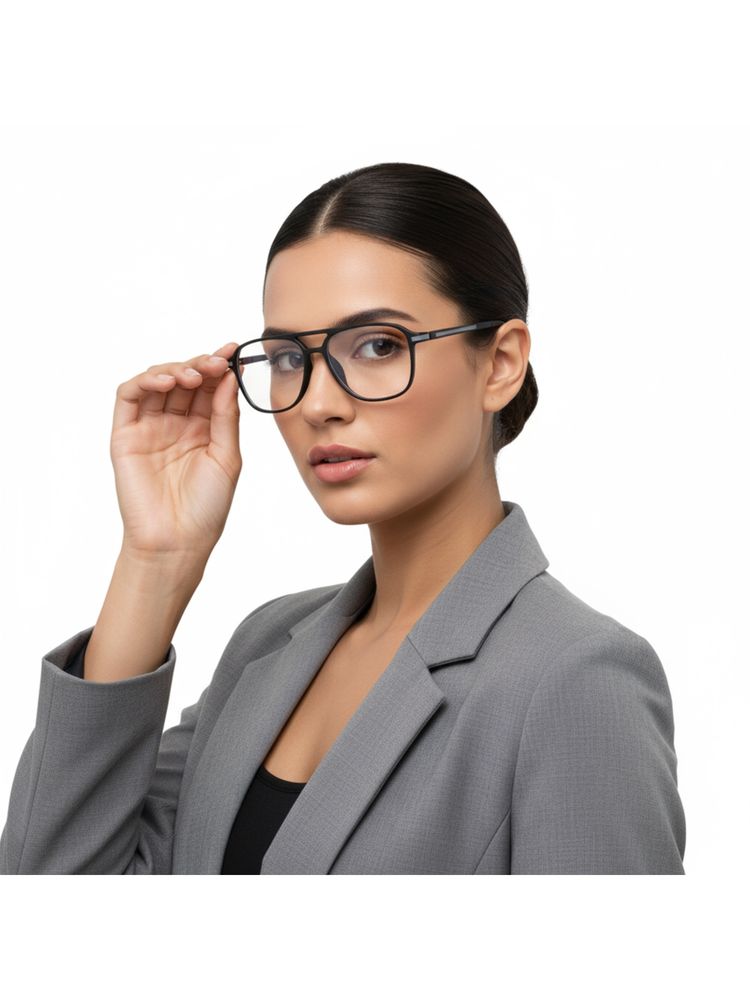 HASHTAG EYEWEAR Unisex Blulite Clear Lens Square Full Rim Eyeglass-Nekcc-1160022-Blk (52)-image-14
