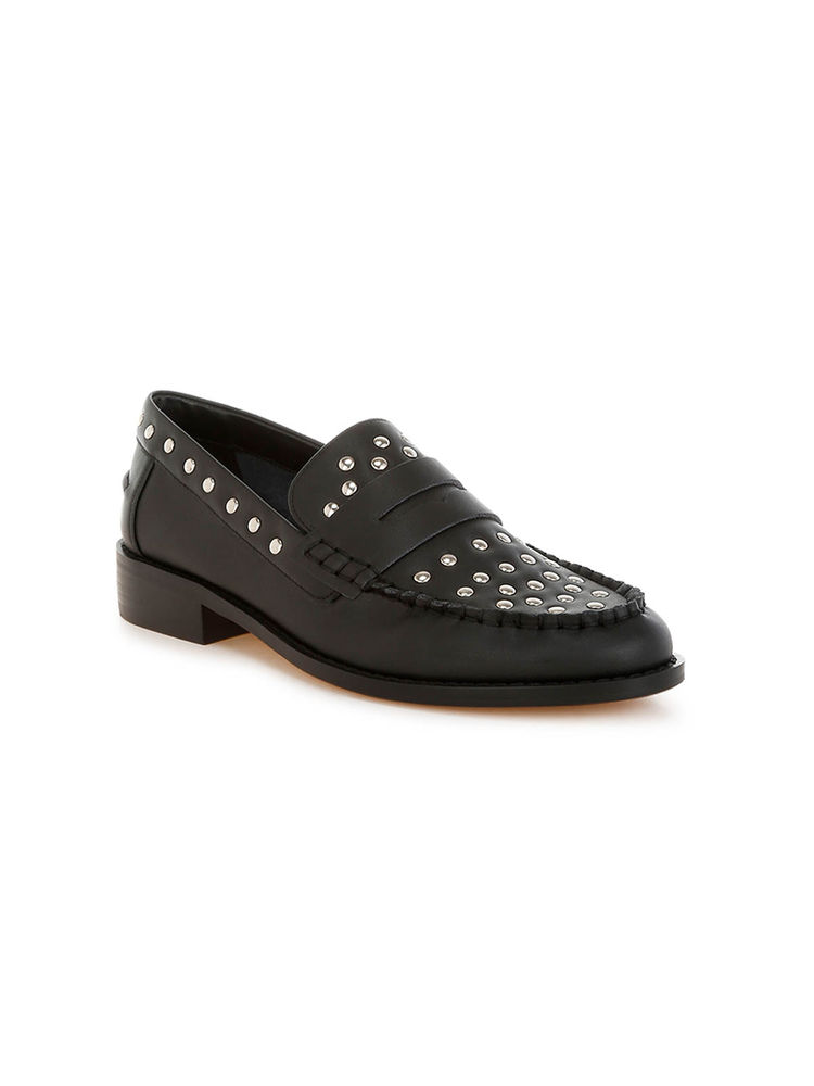 Rag & Co Studs Embellished Leather Loafers-image-14