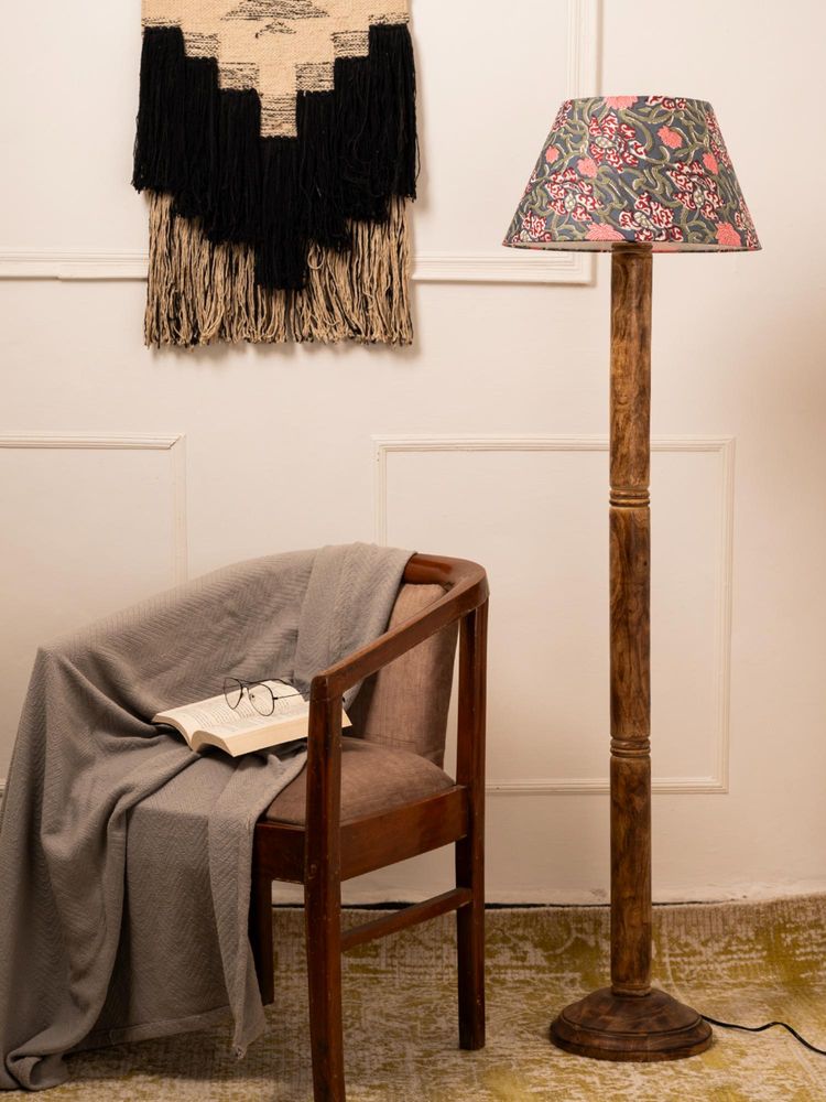 Green Girgit Brown Ring Floor Lamp with Taper Blue Multi-Color Lamp Shade-picture-18