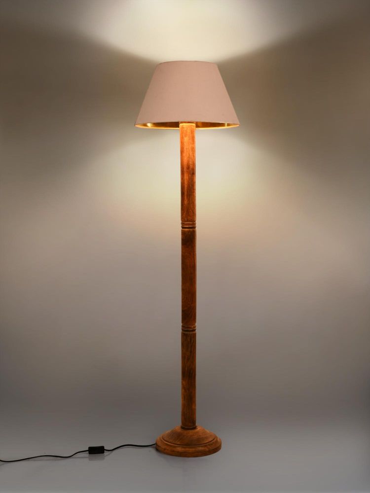 Green Girgit Brown Ring Floor Lamp with Solid White Taper Lamp Shade-image-21