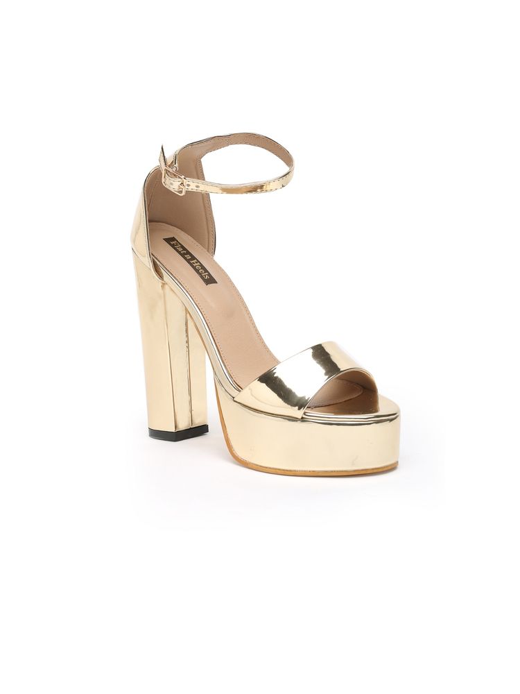 Flat n Heels Women Gold Sandal Heels-image-31
