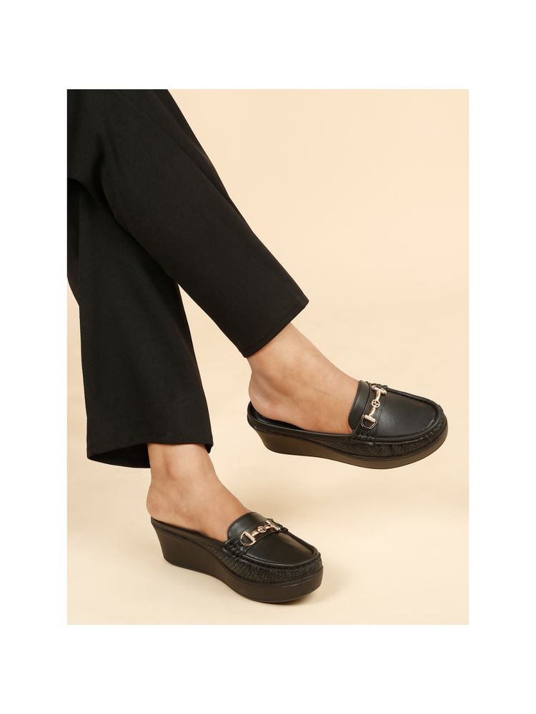 Flat n Heels Women Black Loafers-picture-26