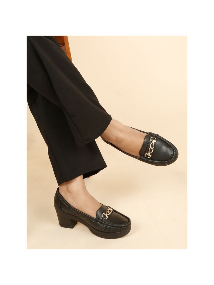 Flat n Heels Women Black Loafers-picture-24