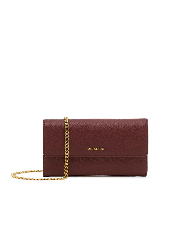MIRAGGIO Lorna Solid Wallet With Detachable Strap - Wine (M)-picture-17