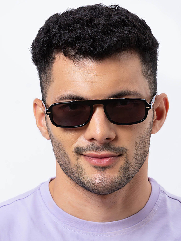 Shisen Fox Samurai Piano Black Frame Black Lens Sunglasses (54)-picture-7