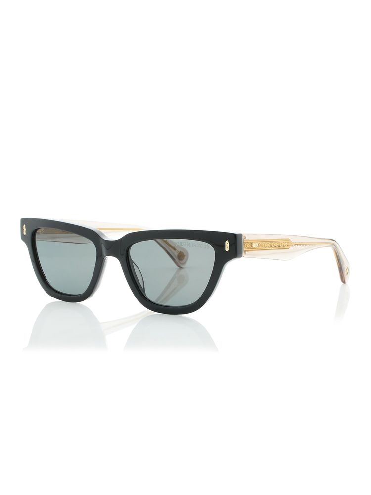 Shisen Fox Himiko Black - Champagne & Polarized Frame Grey Lens Sunglasses (52)-image-38