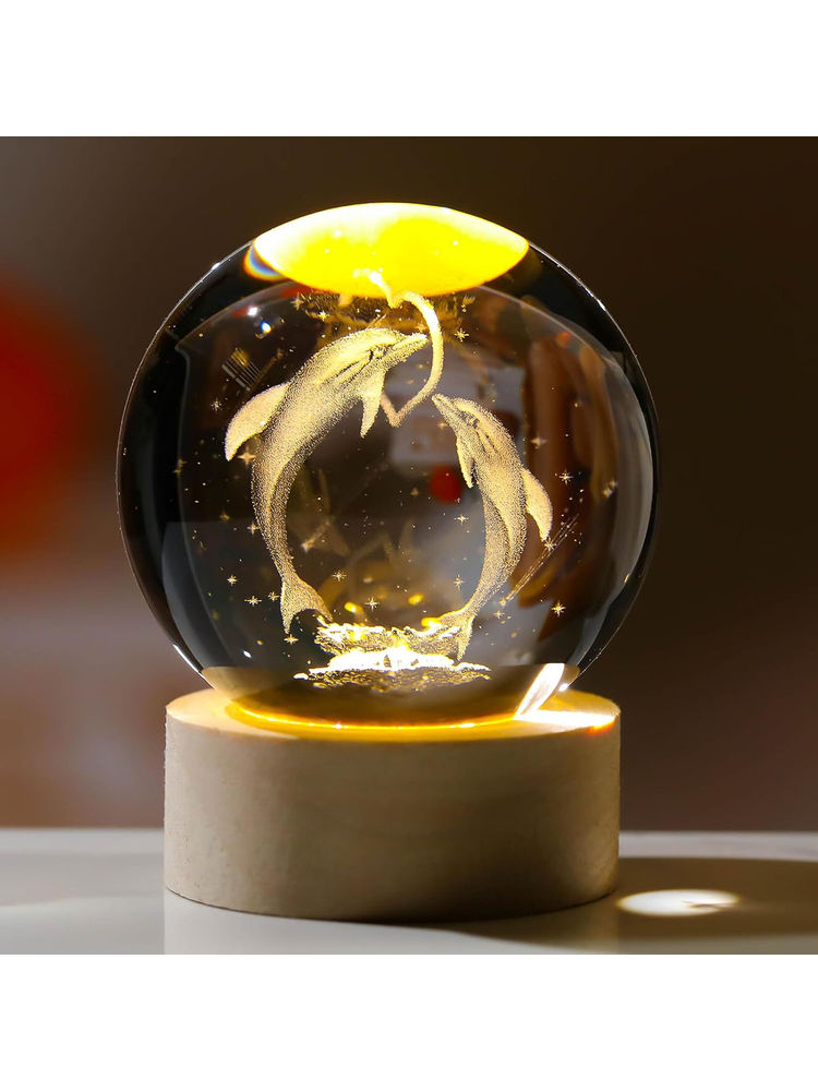 Awestuffs Dolphin 3D Crystal Ball Night Light Glass Lamp-image-10