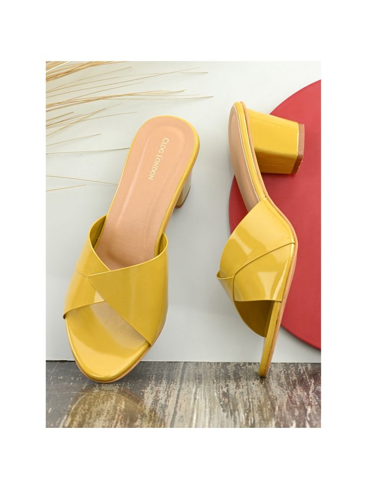 CLOG LONDON Yellow Comfortable Heel Sandals-image-7