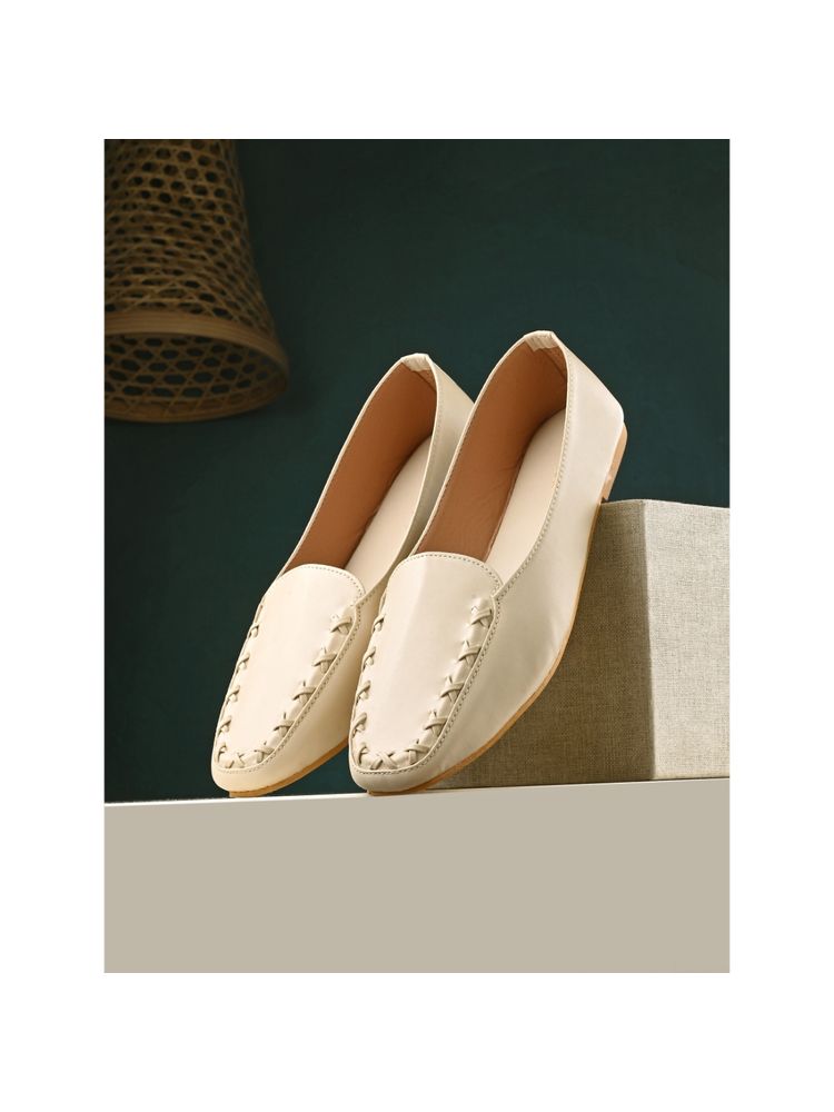 CLOG LONDON Off White Comfortable Loafers-image-30