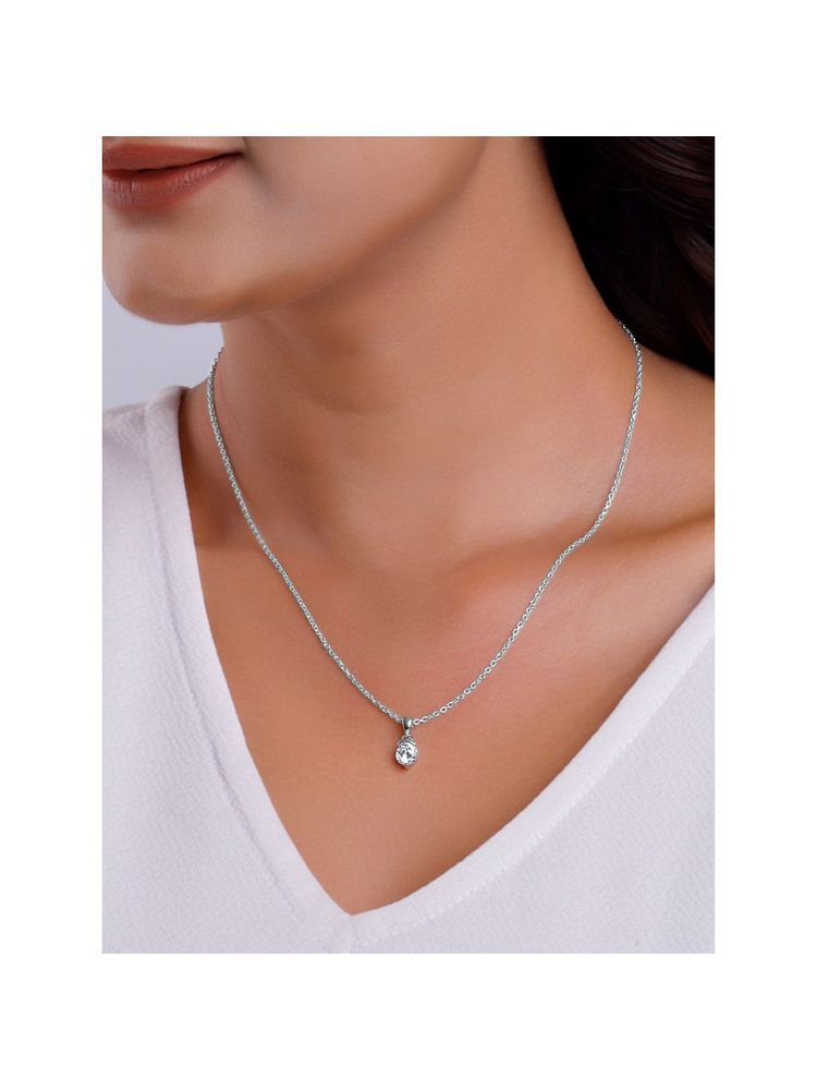 GIVA 925 White Mini Solitaire Pendant With Link Chain-picture-13
