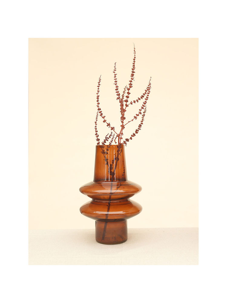 Muun Home Ripple Glass Vase - Haze Brown-image-2