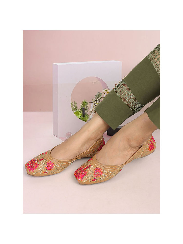 Iconics Tan Women Embroidered Juttis-image-13