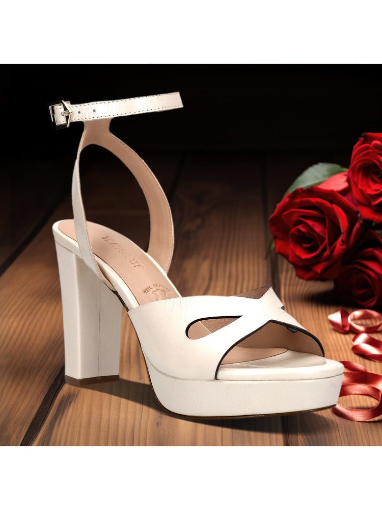 BAGATT Linnea Off White Women Ankle Strap Sandal Heels-picture-14