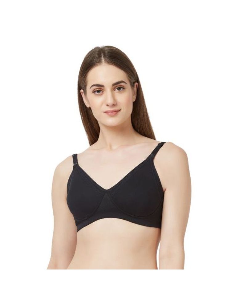 SOIE Women'S Non-Padded Non-Wired Maternity Bra - Black-picture-14