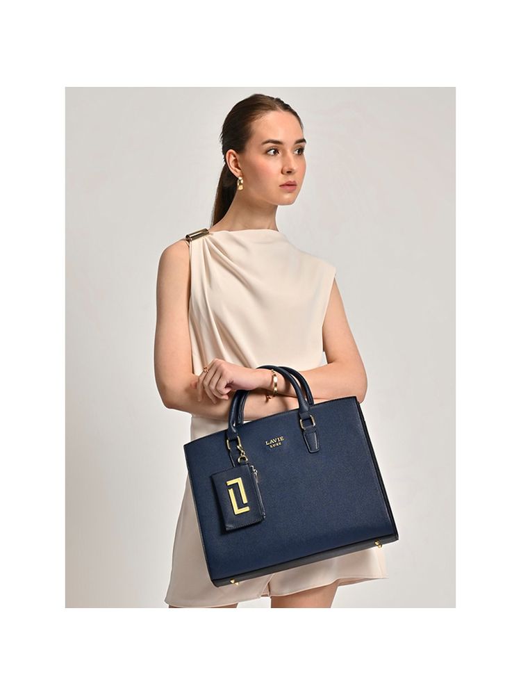 lavie luxe Duo Eliza Satchel Bag Navy Blue (L)-picture-22