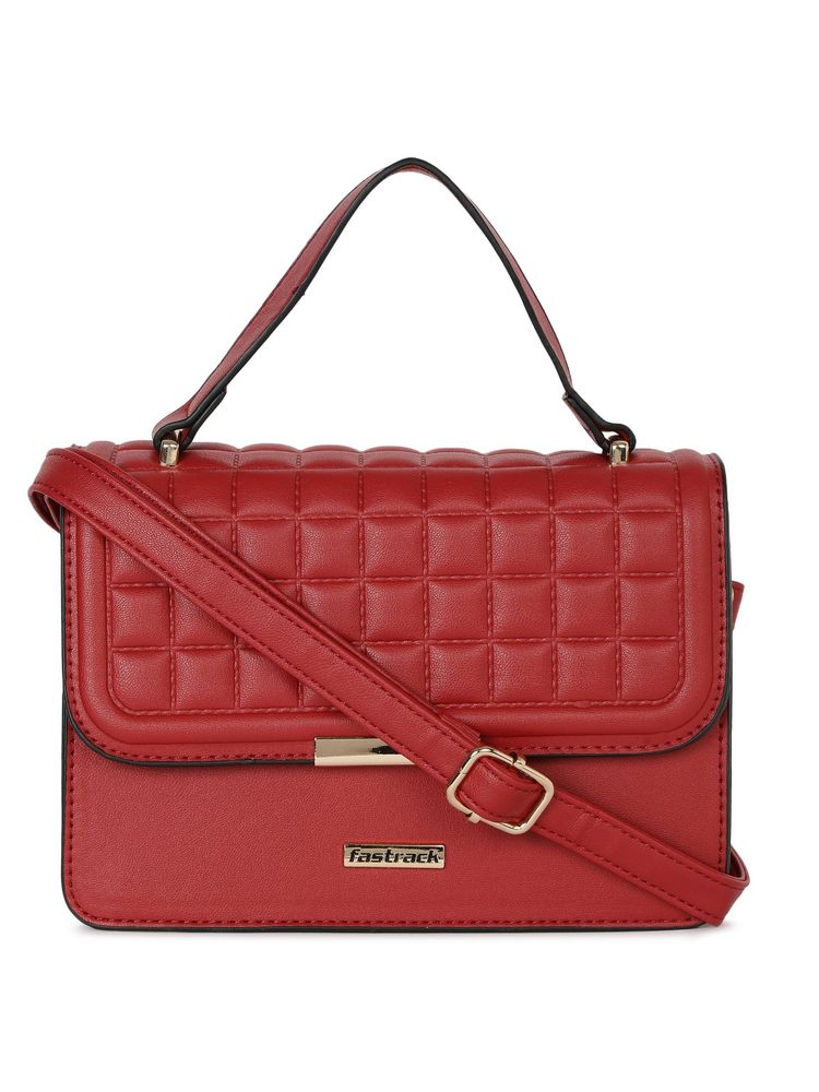 fastrack accessories Quilted Structured Satchel Bag For Women With Detachable Strap-picture-22