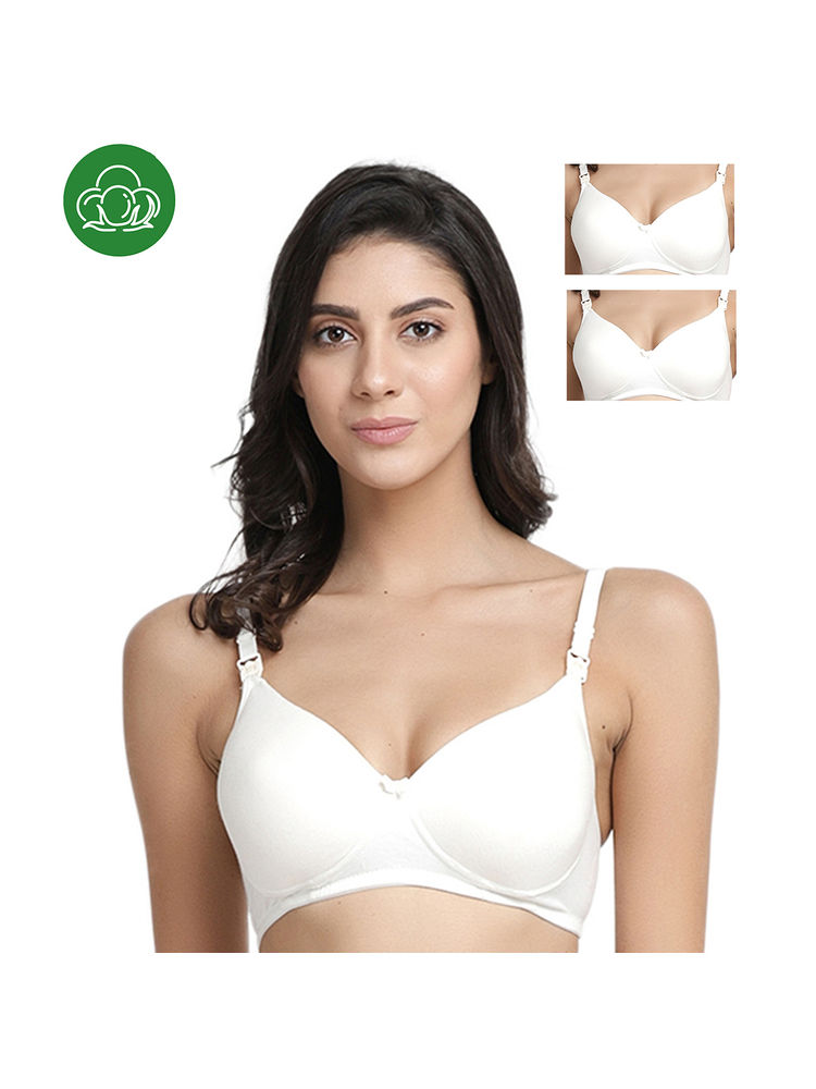 Inner Sense Organic Cotton Antimicrobial Nursing Bra Pack of 3 - White-picture-15